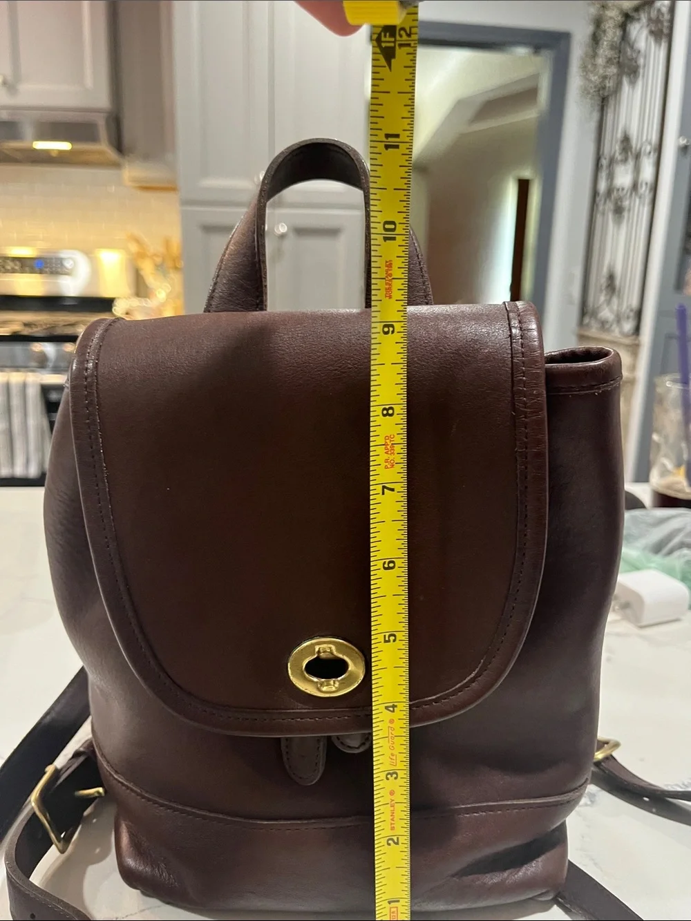 Vintage Coach Brown Leather Bag with Gold Tone Tag